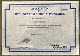 Buy Hygiène et Salubrité Alimentaires Certificate.