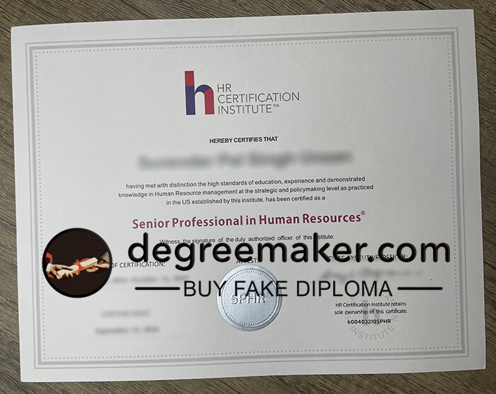 buy HR Certification Institure Certificate