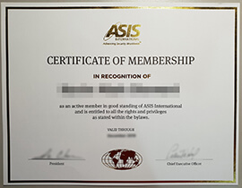 Buy fake ASIS International Certificate online.