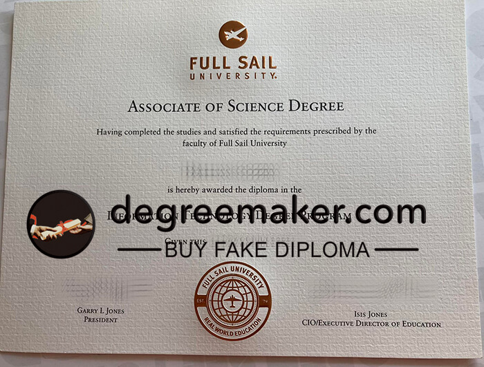 Buy Full Sail University fake diploma.