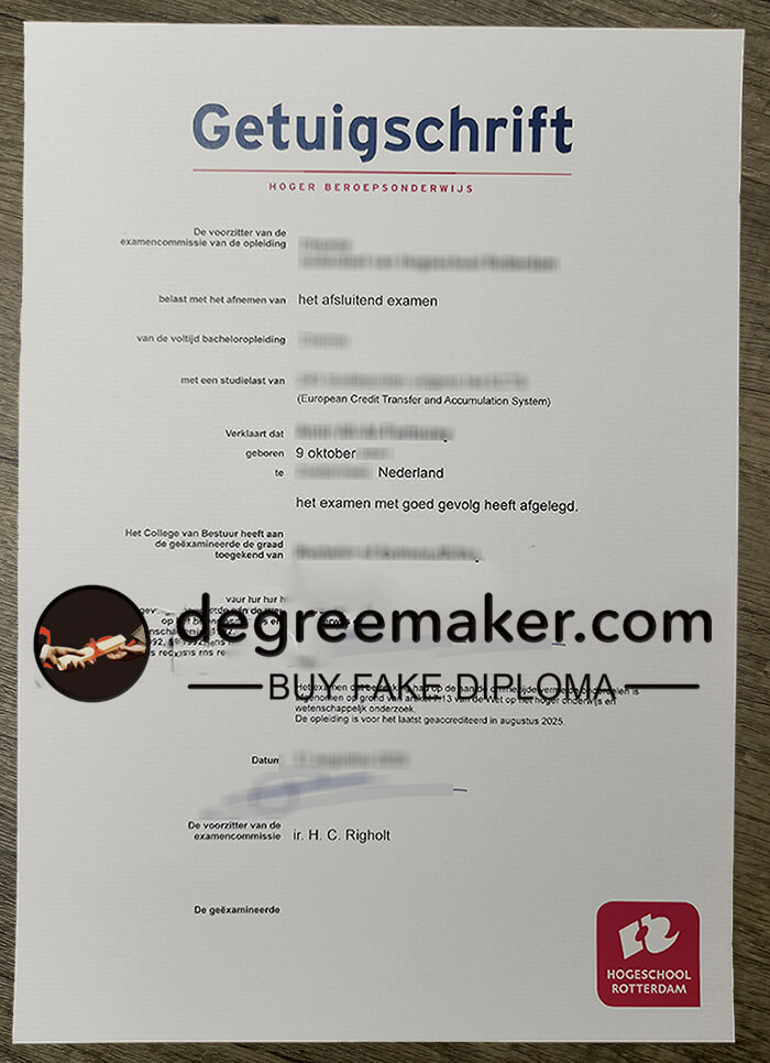 Buy Hogeschool Rotterdam fake diploma.