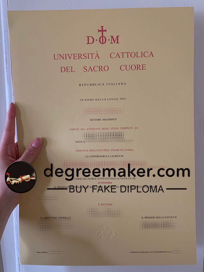 Buy Universita Cattoulica Del Sacro Cuore fake diploma.