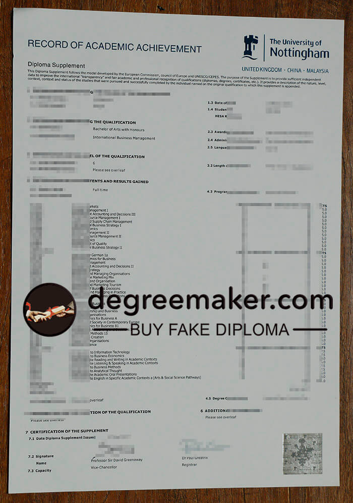 buy fake University of Nottingham transcript