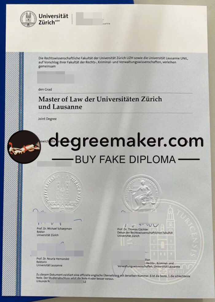 buy fake Universitat Zurich certificate