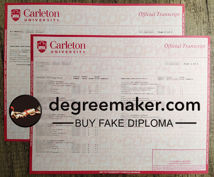 buy fake Carleton University transcript