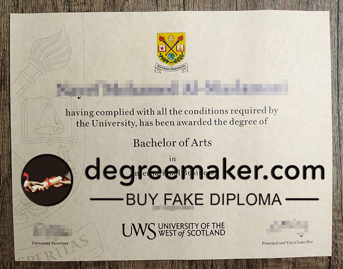 buy fake University of the West of Scotland degree