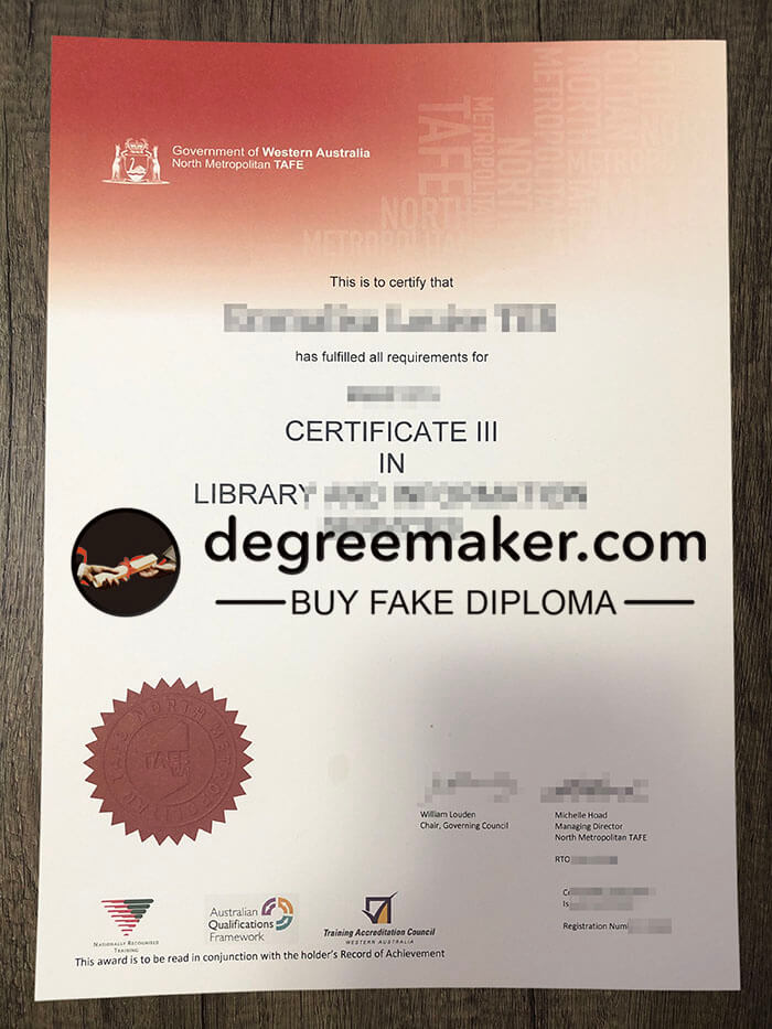 buy fake North Metropolitan TAFE diploma