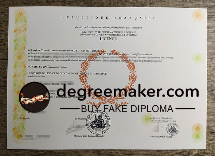 fake Paris Nanterre University degree