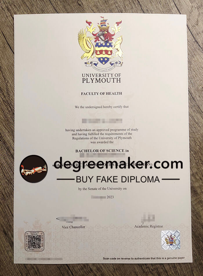 fake University of Plymouth degree