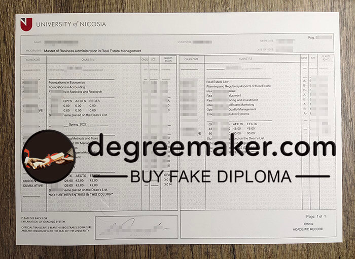 buy fake University of Nicosia transcript