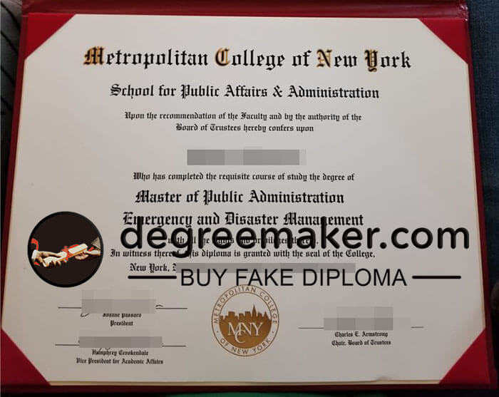 buy fake Metropolitan College of New York degree