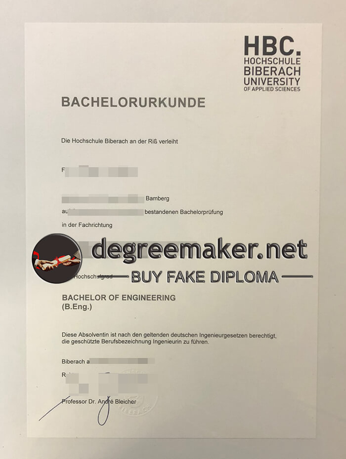 Hochschule Biberach Urkunde