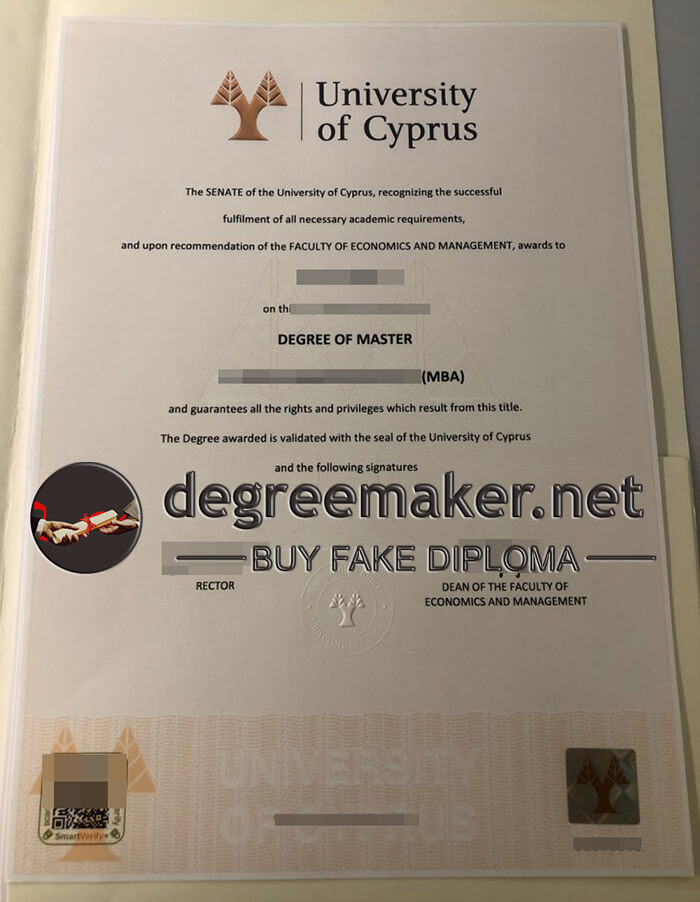 University of Cyprus degree certificate