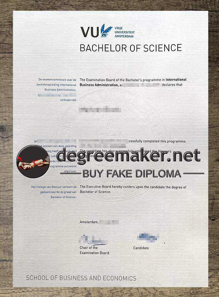 Vrije Universiteit Amsterdam diploma