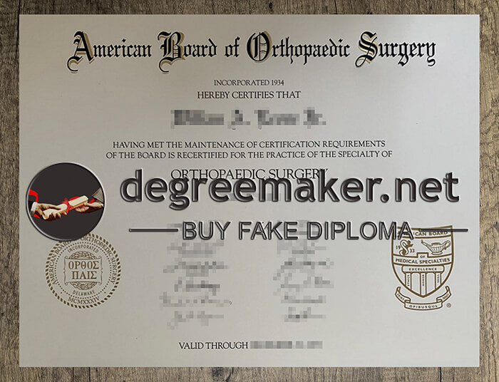 American Board of Orthopaedic Surgery certificate